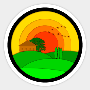 Beautiful sunset Tuscany landscape Sticker